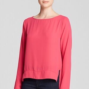 Aqua Long Sleeve hot pink blouse top size XS